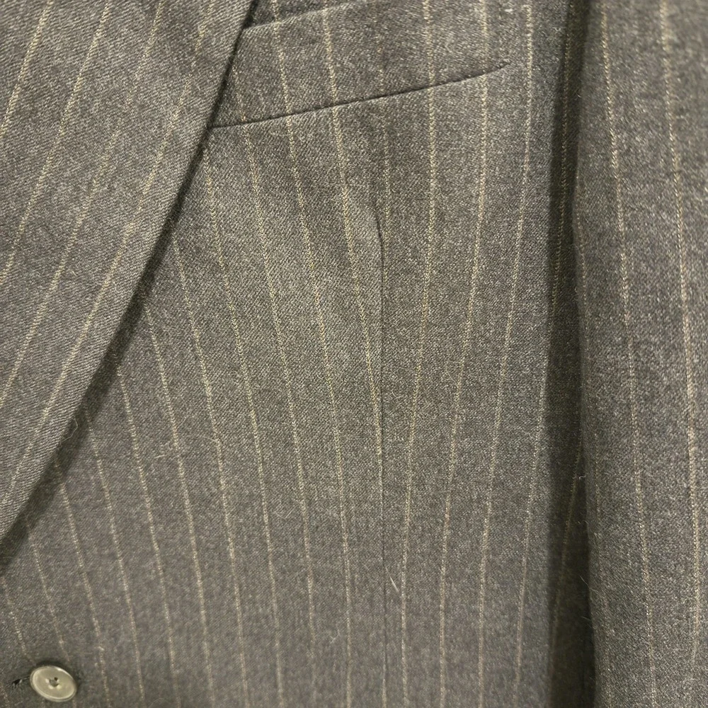 Christian Dior Monsieur Jacobson's Men's‎ Wool Dark Gray Tan Stripe Suit Jacket